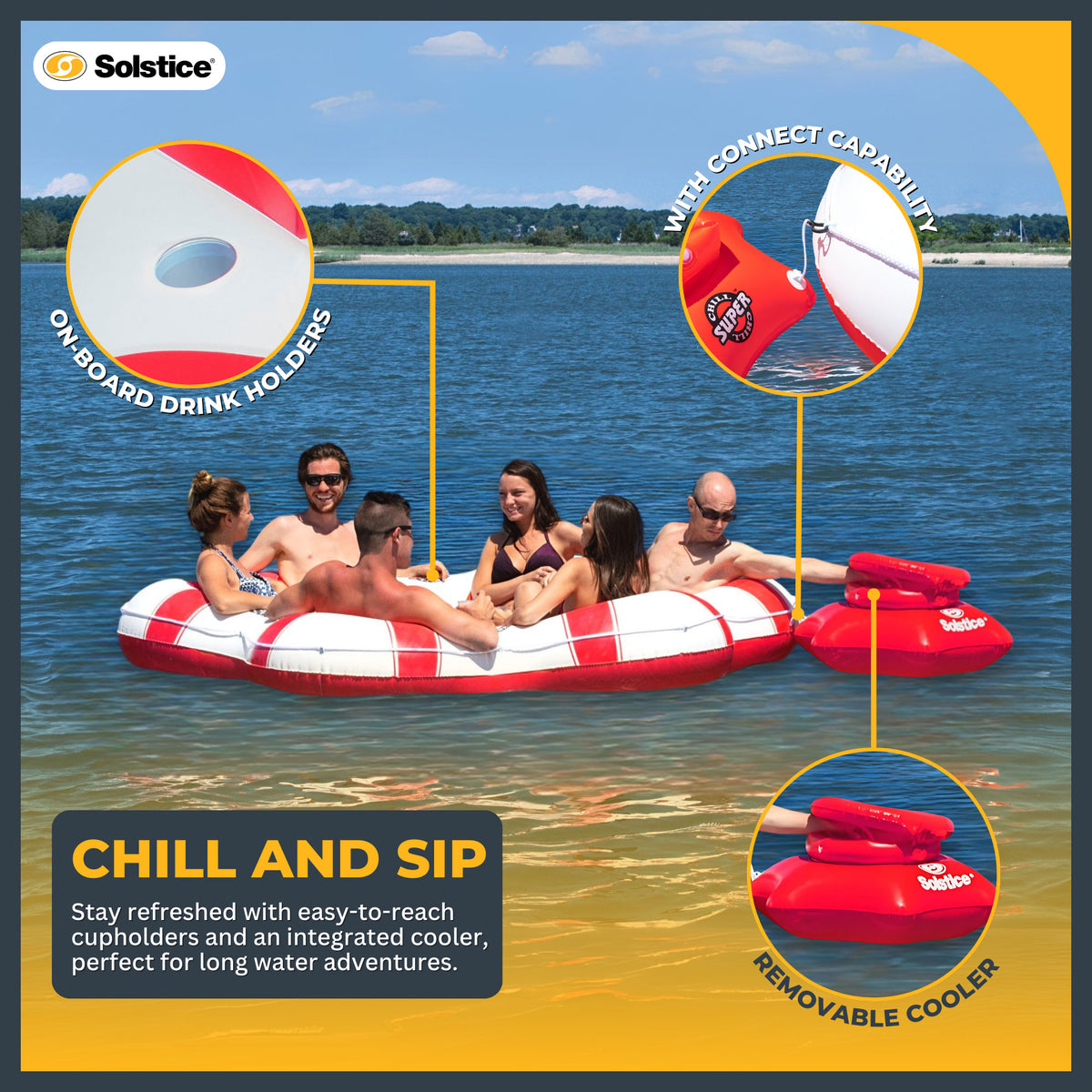 Swimline Solstice SuperChill Island 6 Person Water Raft Float Lounger (Open Box) - VMInnovations