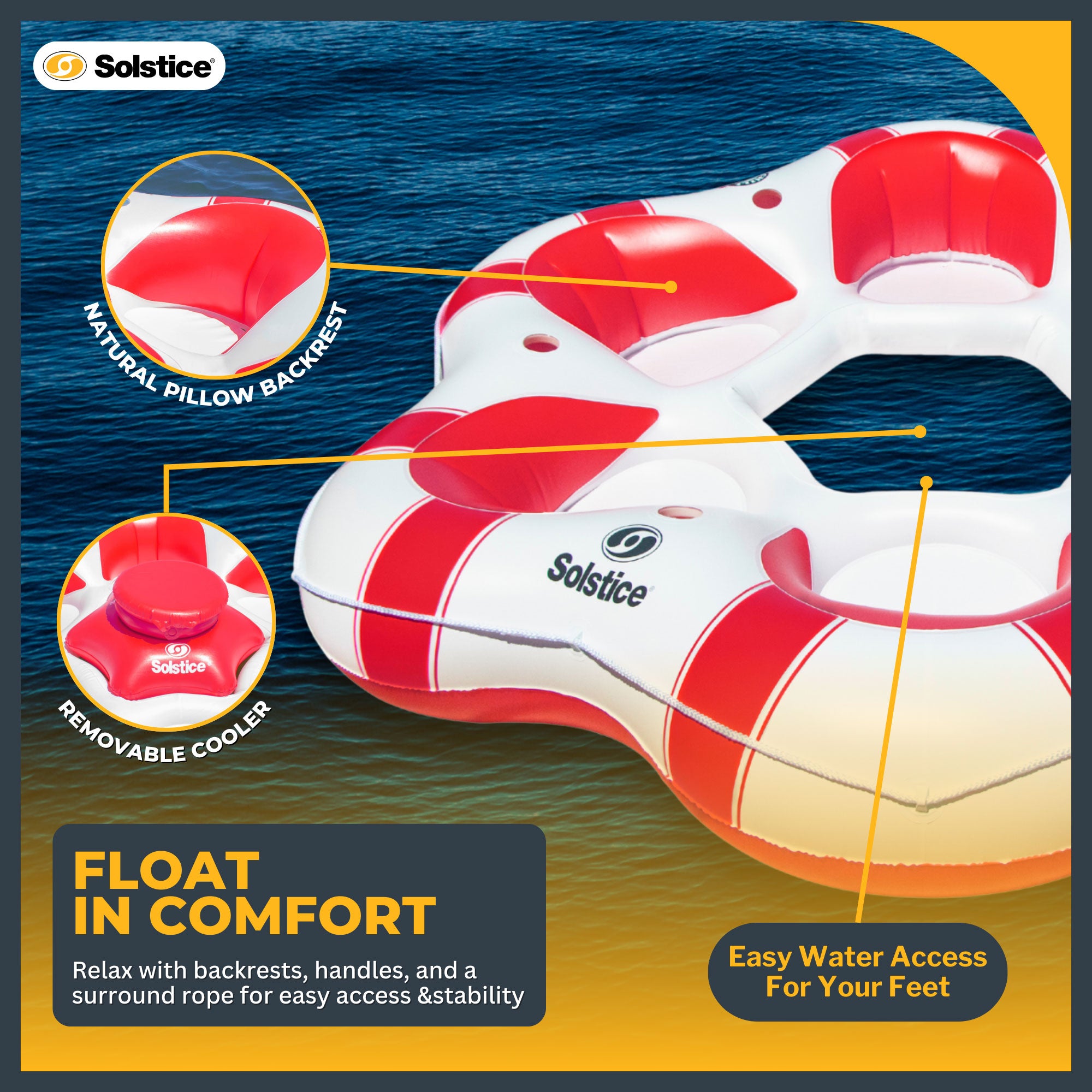 Swimline Solstice SuperChill Island 6 Person Water Raft Float Lounger (Open Box) - VMInnovations