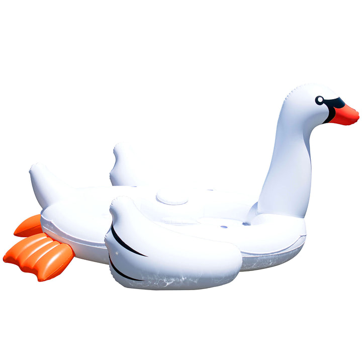Swimline 19700 Super Swan Oasis Island 6-Person Inflatable Vinyl Pool Lake Raft