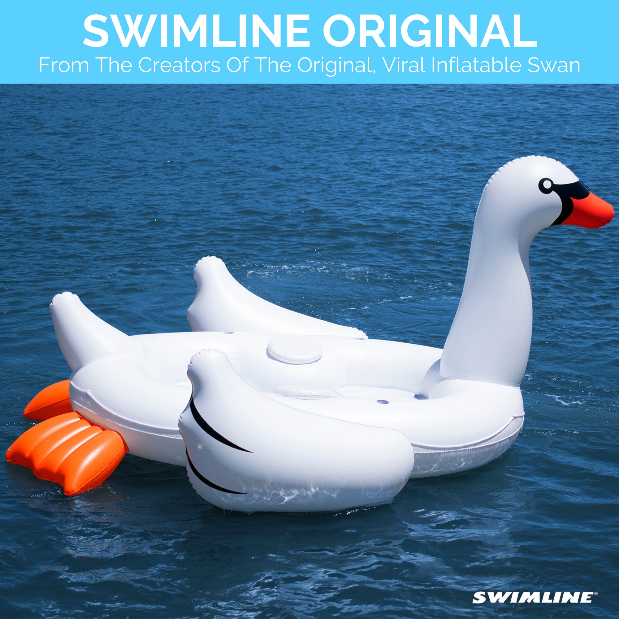 Swimline 19700 Super Swan Oasis Island 6-Person Inflatable Vinyl Pool Lake Raft - VMInnovations