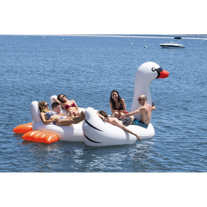 Swimline 19700 Super Swan Oasis Island 6-Person Inflatable Vinyl Pool Lake Raft