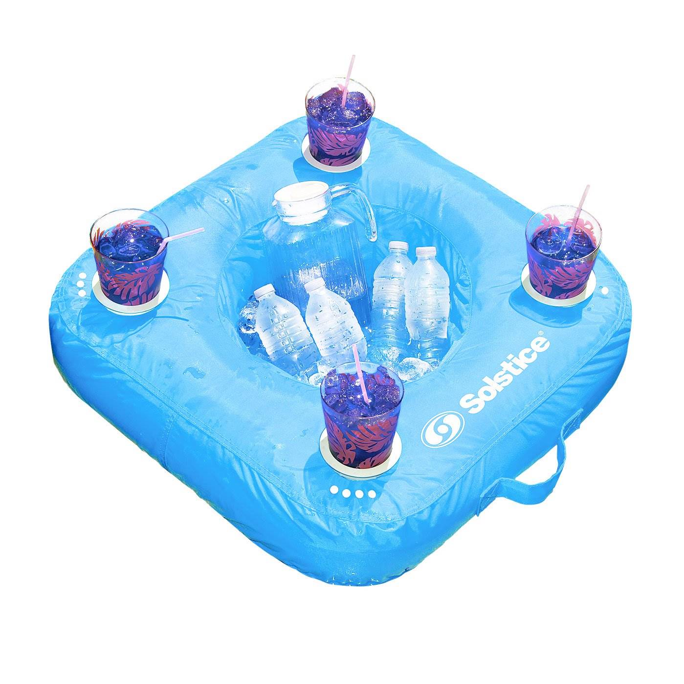 Swimline 15050B Sunsoft 4 Drink Capacity Inflatable Floating Pool Caddy, Blue - VMInnovations