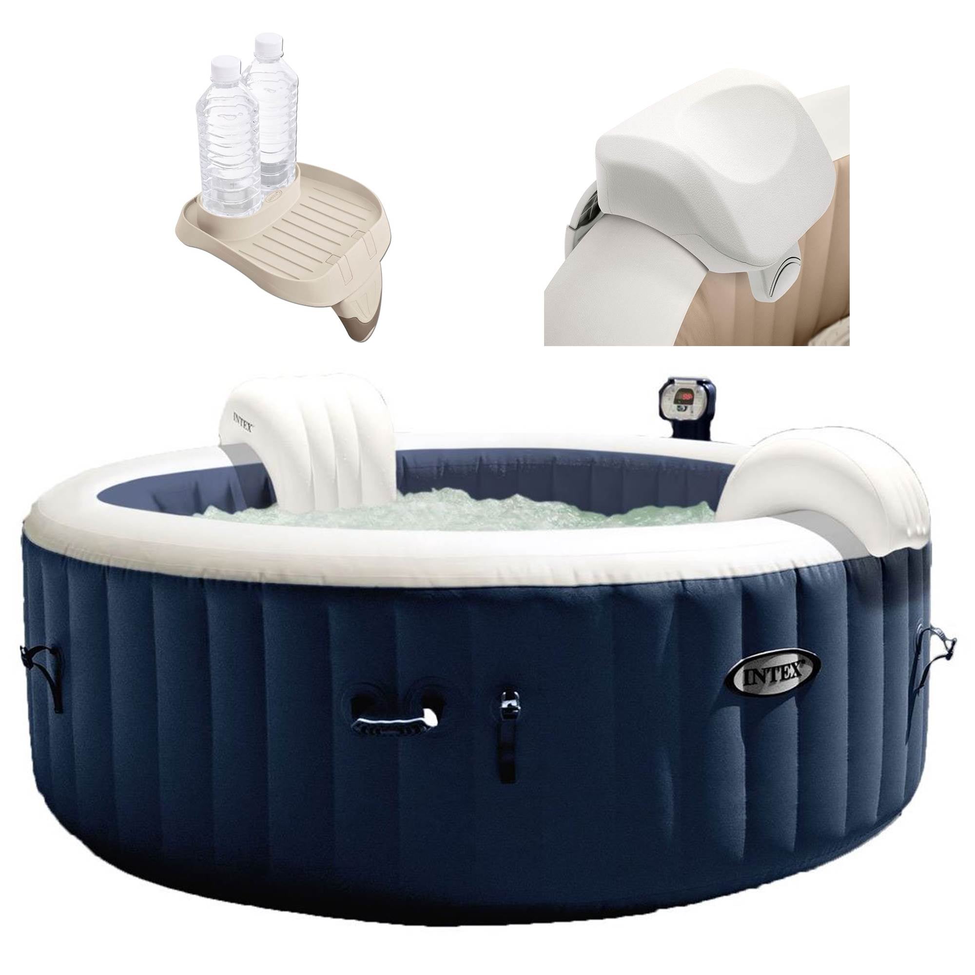 Intex 28405E Pure Spa 4 Person Inflatable Hot Tub with Headrest and Cup Holder