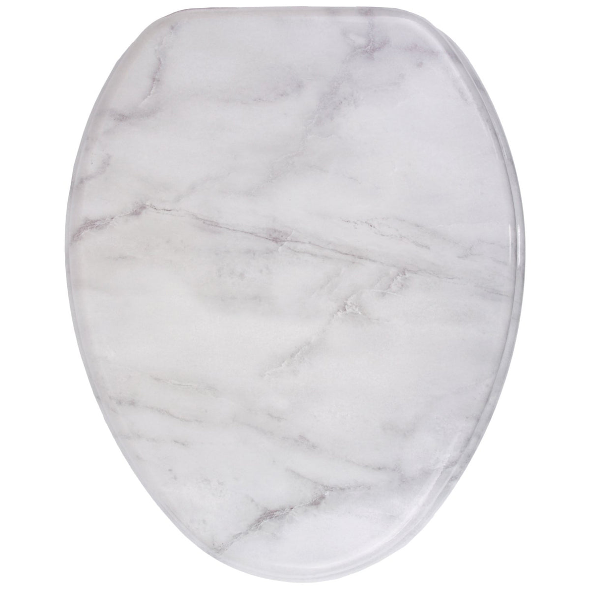 Sanilo Elongated Close Molded Wood Adjustable Toilet Seat, Marble, (Open Box)