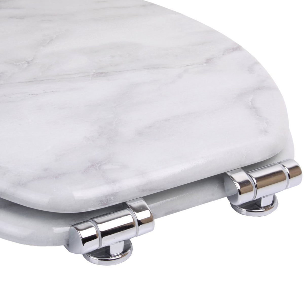 Sanilo Elongated Close Molded Wood Adjustable Toilet Seat, Marble, (Open Box)