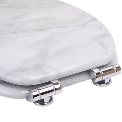 Sanilo Elongated Close Molded Wood Adjustable Toilet Seat, Marble, (Open Box)