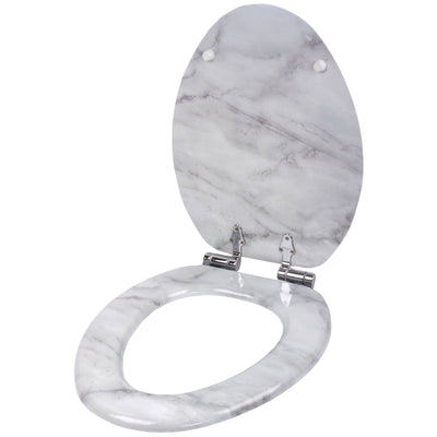 Sanilo Elongated Close Molded Wood Adjustable Toilet Seat, Marble, (Open Box)
