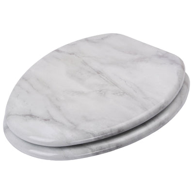 Sanilo Elongated Close Molded Wood Adjustable Toilet Seat, Marble, (Open Box)