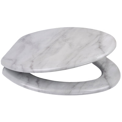 Sanilo Elongated Close Molded Wood Adjustable Toilet Seat, Marble, (Open Box)