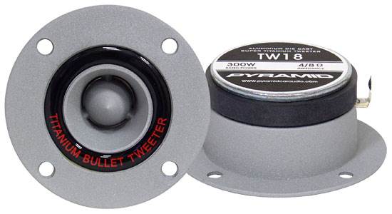 Pyramid TW18 300 Watt 3.25" Super Car Audio Aluminum Tweeters Horn Bullet
