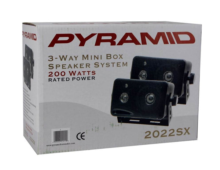 PYRAMID 2022SX 3.75" 200W 3-Way Car Audio Mini Box Car/Inside Home Speakers