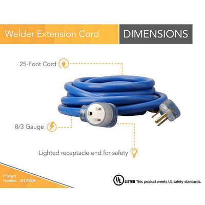 Southwire 25 Ft STW Weather Resistant Electrical Extension Service Cord (4 Pack)