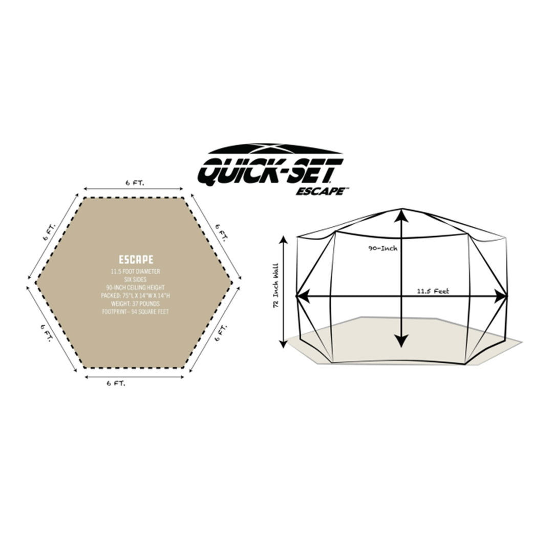 CLAM Quick Set Escape Portable Camping Outdoor Gazebo Canopy Shelter, Gray(Used)