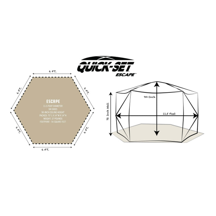 CLAM Quick Set Escape Portable Camping Outdoor Gazebo Canopy Shelter, Gray(Used)