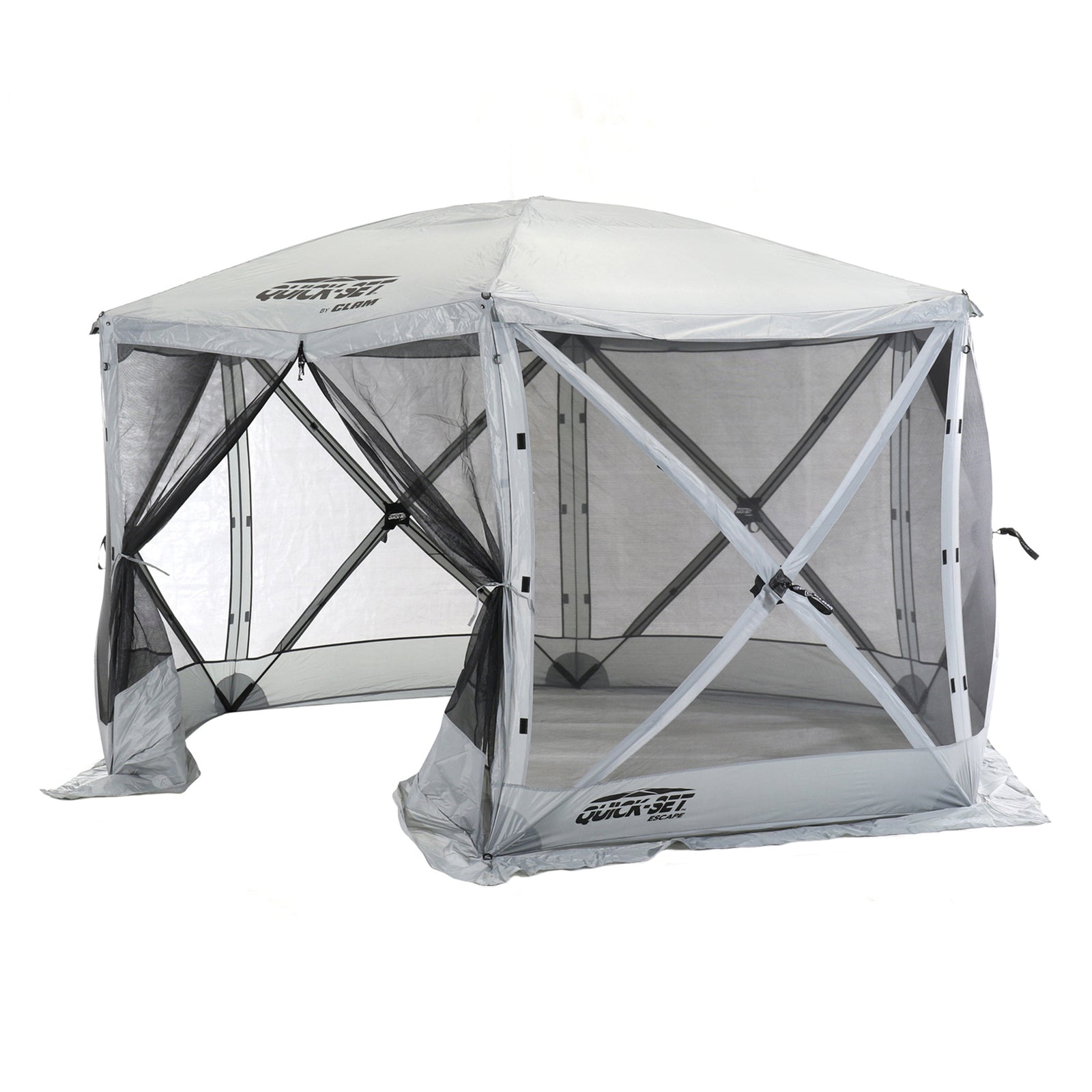 CLAM Quick-Set Escape 11.5 x 11.5 Ft Portable Outdoor Camping Shelter, Gray - VMInnovations