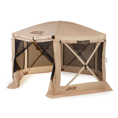 Clam Quick Set Pavilion Camping Outdoor Gazebo Canopy Shelter, Tan (Open Box) - VMInnovations