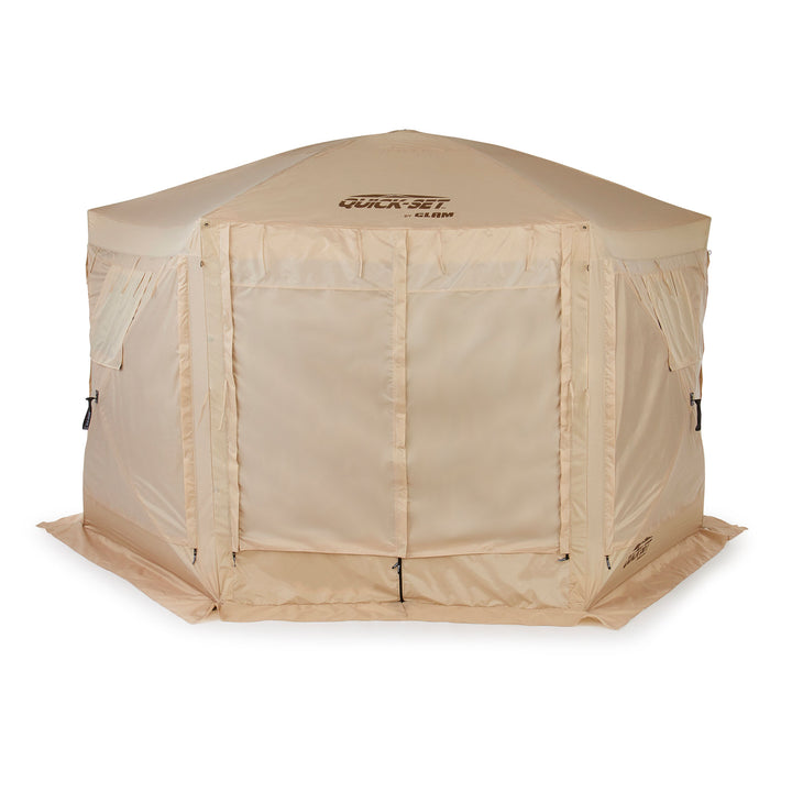 CLAM Quick-Set Pavilion 12.5 x 12.5 Foot Portable Outdoor Canopy Shelter, Tan