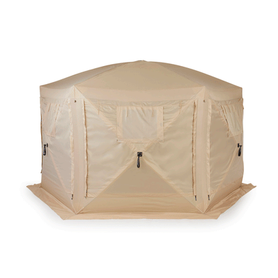Clam Quick Set Pavilion Portable Canopy, Tan + Rain Fly Tarp Attachment