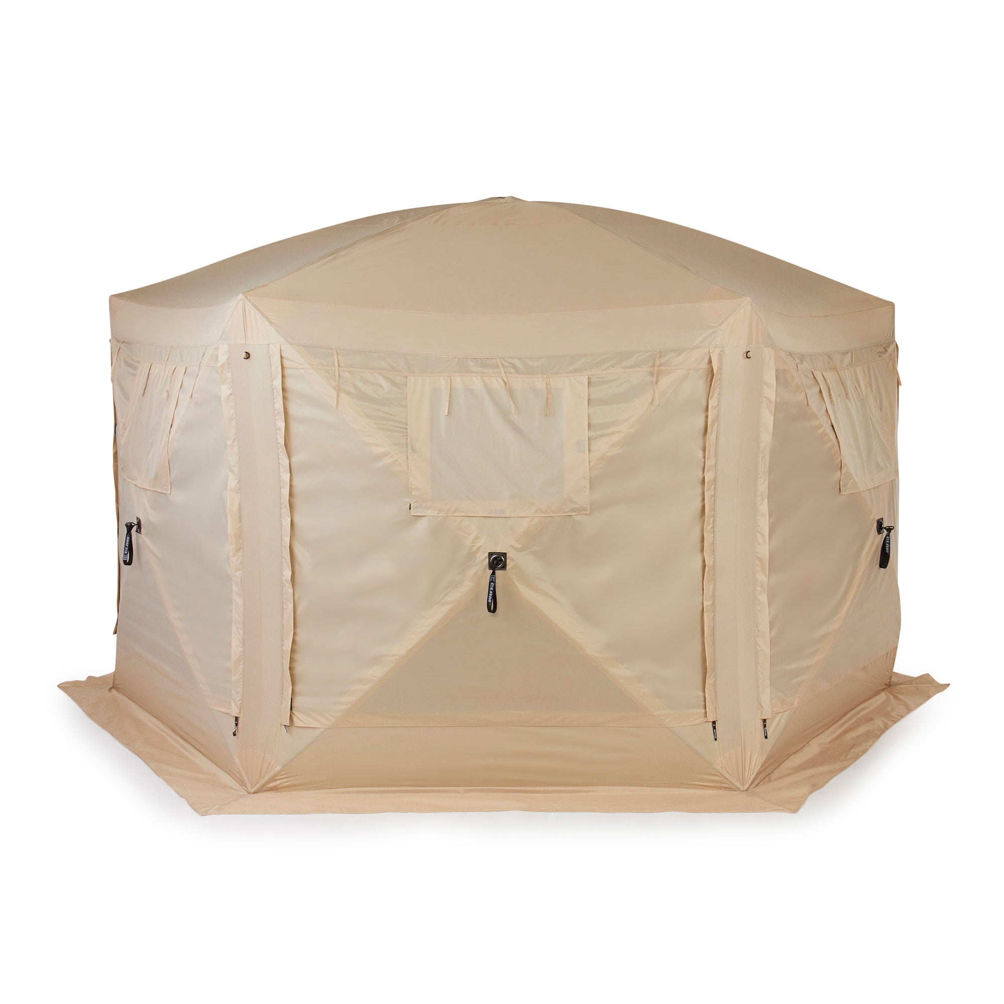 Clam Quick Set Pavilion Camping Outdoor Gazebo Canopy Shelter, Tan (Open Box) - VMInnovations