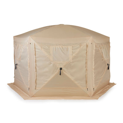CLAM Quick-Set Pavilion 12.5 x 12.5 Foot Portable Outdoor Canopy Shelter, Tan - VMInnovations