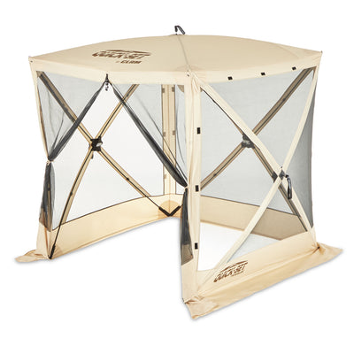 Clam Quick Set Traveler Camping Outdoor Gazebo Canopy Shelter, Tan (Used) - VMInnovations