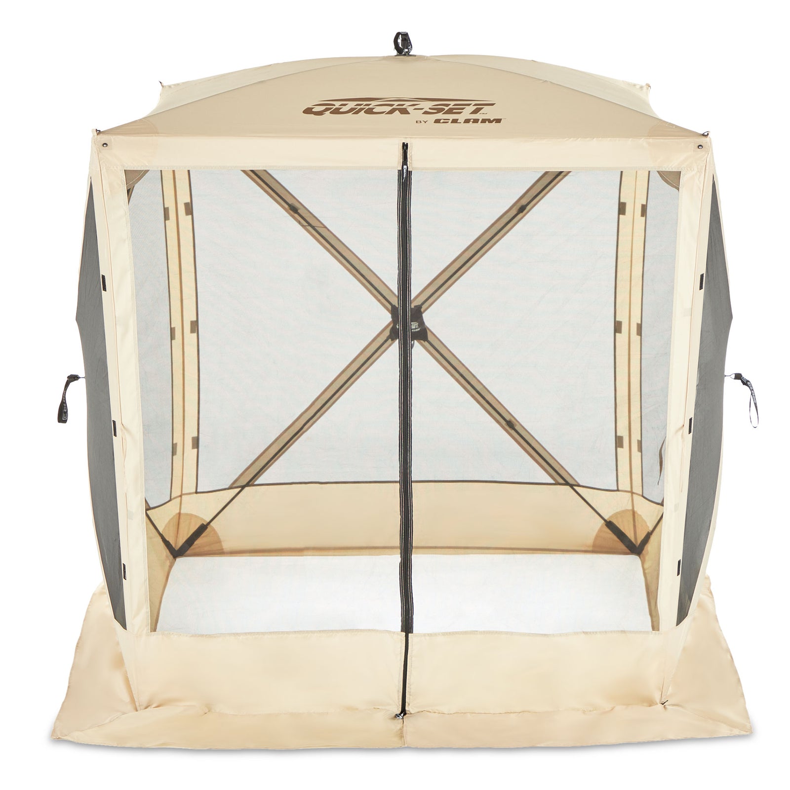CLAM Quick-Set Traveler 6 x 6 Ft Portable Outdoor 4 Sided Canopy Shelter, Tan - VMInnovations