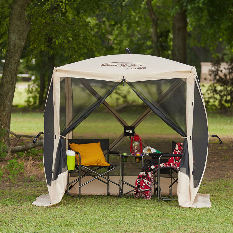 Traveler Portable Camping Gazebo Canopy Shelter, Tan (Open Box)