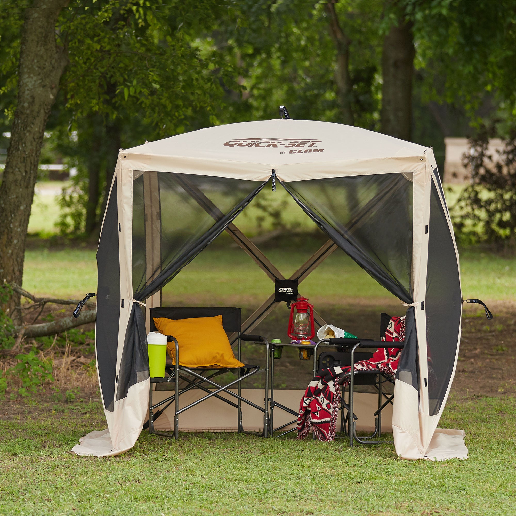 Traveler Portable Camping Gazebo Canopy Shelter, Tan (Open Box) - VMInnovations