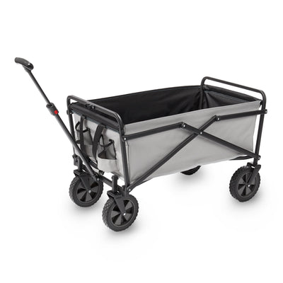 Manual 150 Pound Capacity Folding Steel Wagon Garden Cart, Gray (Open Box) - VMInnovations