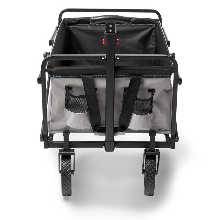 Seina 150lb Capacity Collapsible Steel Outdoor Utility Wagon Cart, Gray/Black