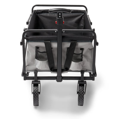 Manual 150 Pound Capacity Folding Steel Wagon Garden Cart, Gray (Open Box) - VMInnovations
