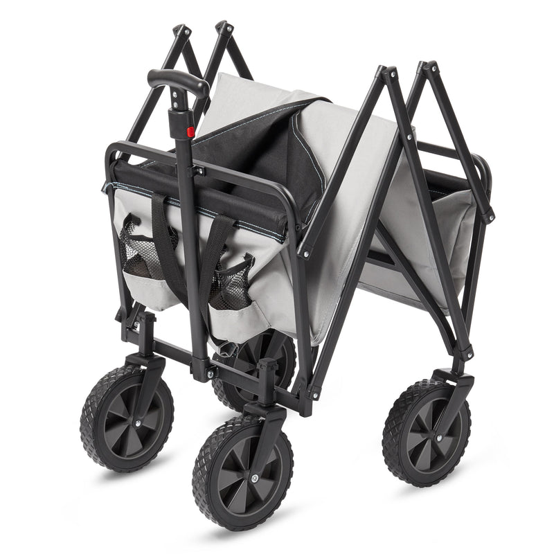Seina 150lb Capacity Collapsible Steel Outdoor Utility Wagon Cart, Gray/Black
