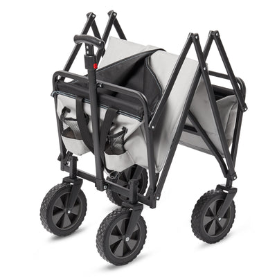 Manual 150 Pound Capacity Folding Steel Wagon Garden Cart, Gray (Open Box) - VMInnovations