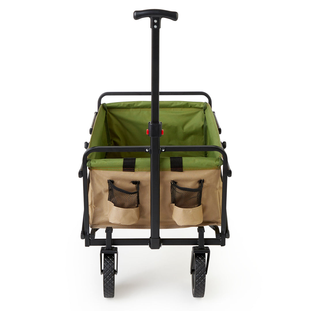 Seina 150lb Capacity Collapsible Steel Outdoor Utility Wagon Cart, Khaki/Green