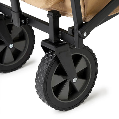 Seina Manual 150 Pound Capacity Folding Steel Wagon Garden Cart, Tan (Open Box) - VMInnovations