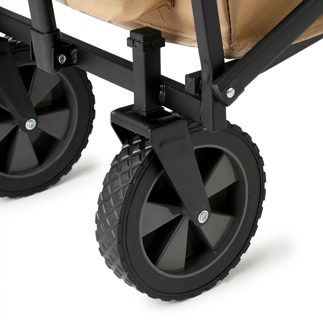 Seina Manual 150 Pound Capacity Folding Steel Wagon Garden Cart, Tan (Open Box) - VMInnovations