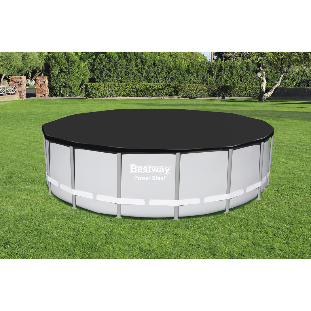 Bestway Round PVC 16 Foot Pool Cover for Above Ground Pro Frame Pools (Used)