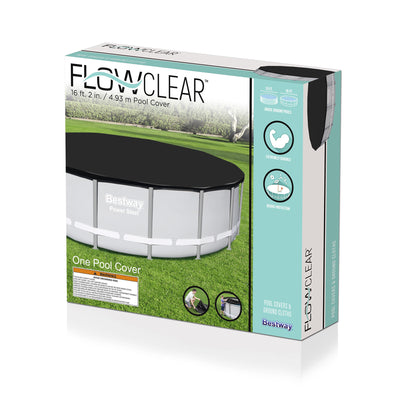 Bestway Round PVC 16 Foot Pool Cover for Above Ground Pro Frame Pools (Open Box) - VMInnovations