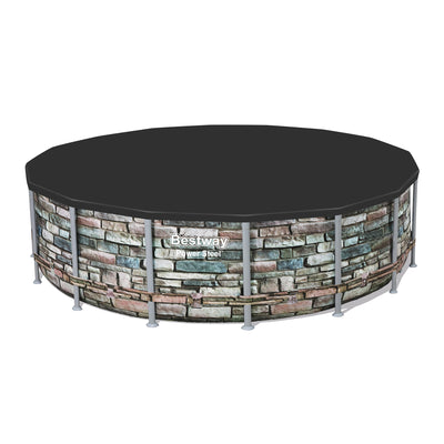 Bestway Round PVC 16 Foot Pool Cover for Above Ground Pro Frame Pools (Open Box) - VMInnovations