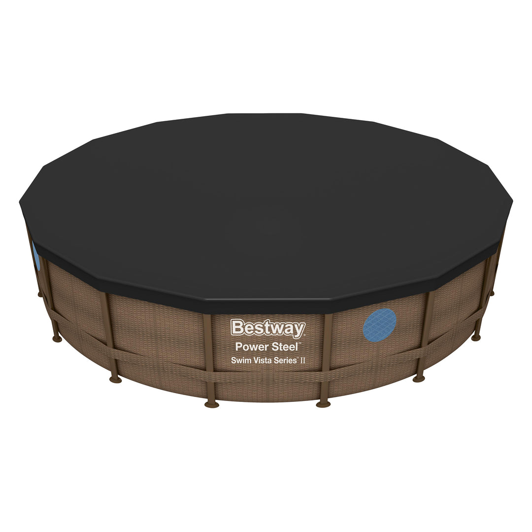 Bestway Round PVC 16 Foot Pool Cover for Above Ground Pro Frame Pools (Open Box) - VMInnovations