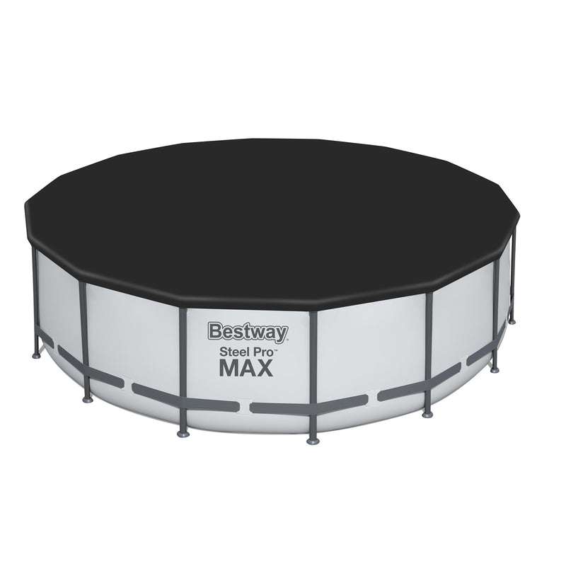 Bestway Round PVC 16 Foot Pool Cover for Above Ground Pro Frame Pools (Used)