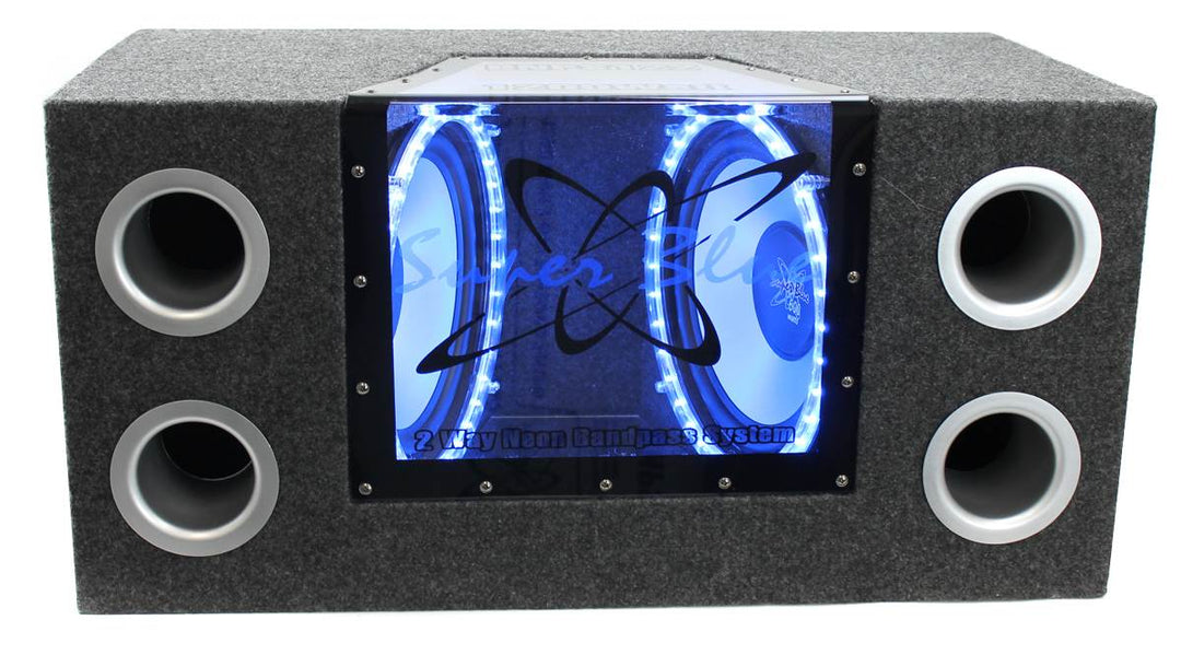 Pyramid 10" 1000W Dual Car Audio Subwoofers w/Bandpass Box and Neon (Used)