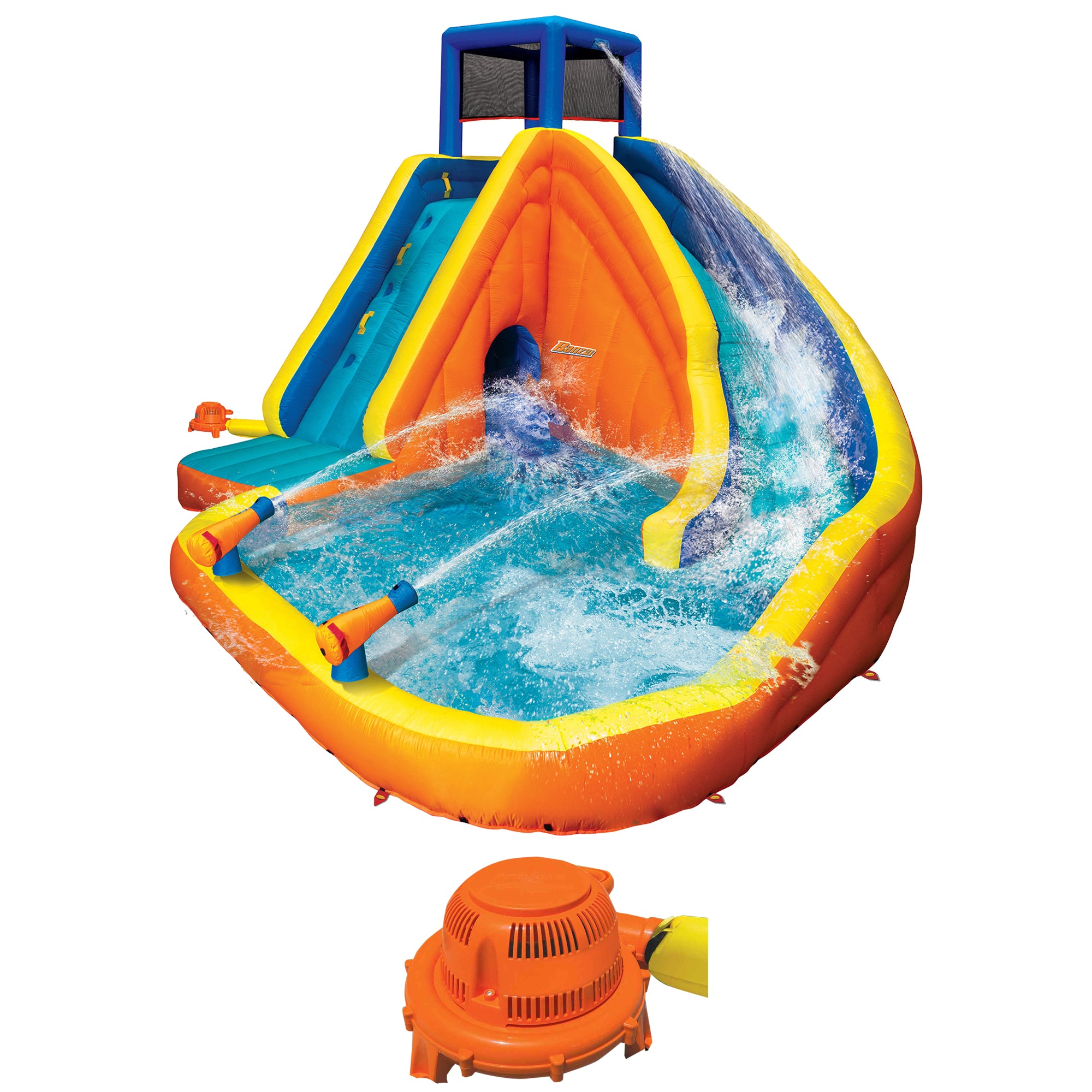 Banzai Sidewinder Falls Inflatable Water Park Pool with Slide and Water Cannons