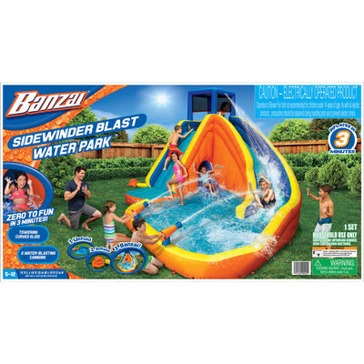 Banzai Sidewinder Falls Inflatable Water Park Pool with Slide and Water Cannons