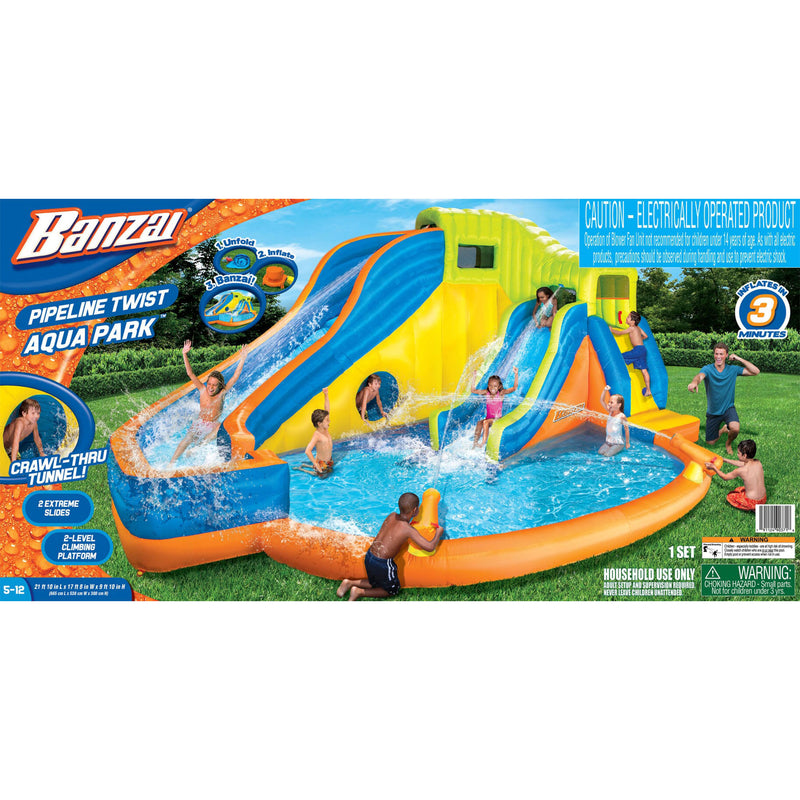 Banzai Pipeline Twist Kids Inflatable Water Pool Aqua Park and Slides (Open Box)