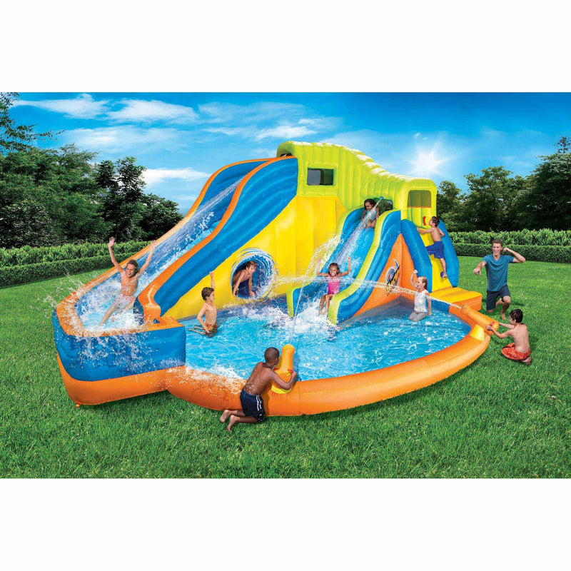 Banzai Pipeline Twist Kids Inflatable Water Pool Aqua Park and Slides (Used)