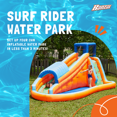 Banzai Surf Rider Kids Inflatable Outdoor Backyard Aqua Water Slide Splash Park