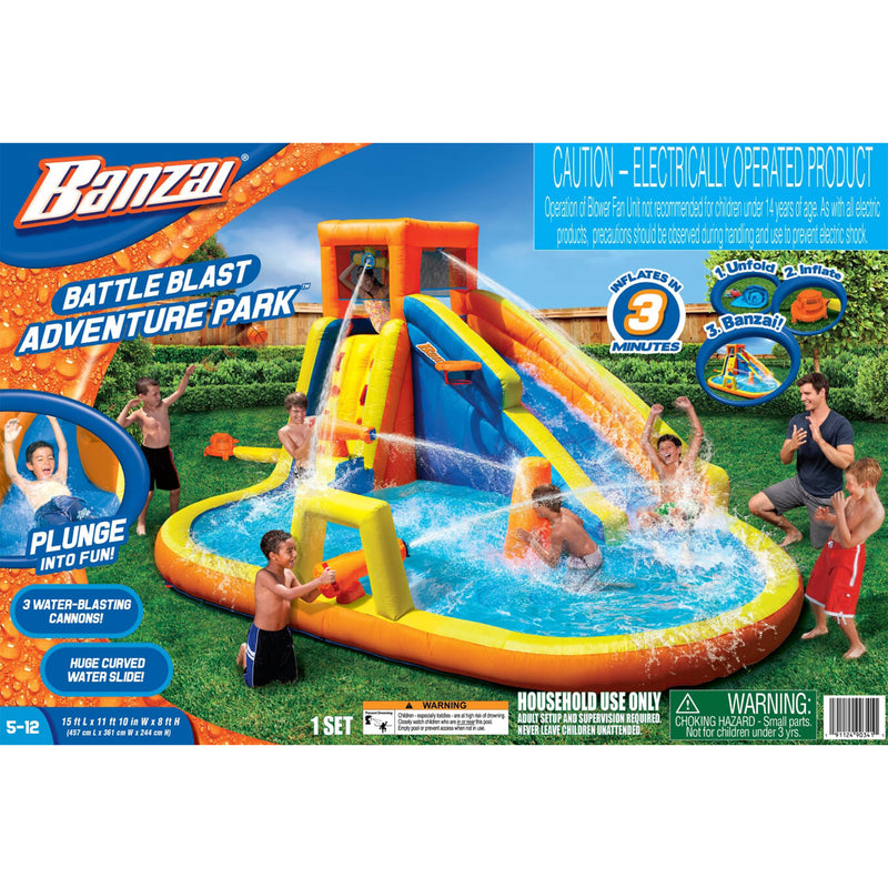 Banzai Inflatable Battle Blast Adventure Park with Motor and Battle Bop Combo