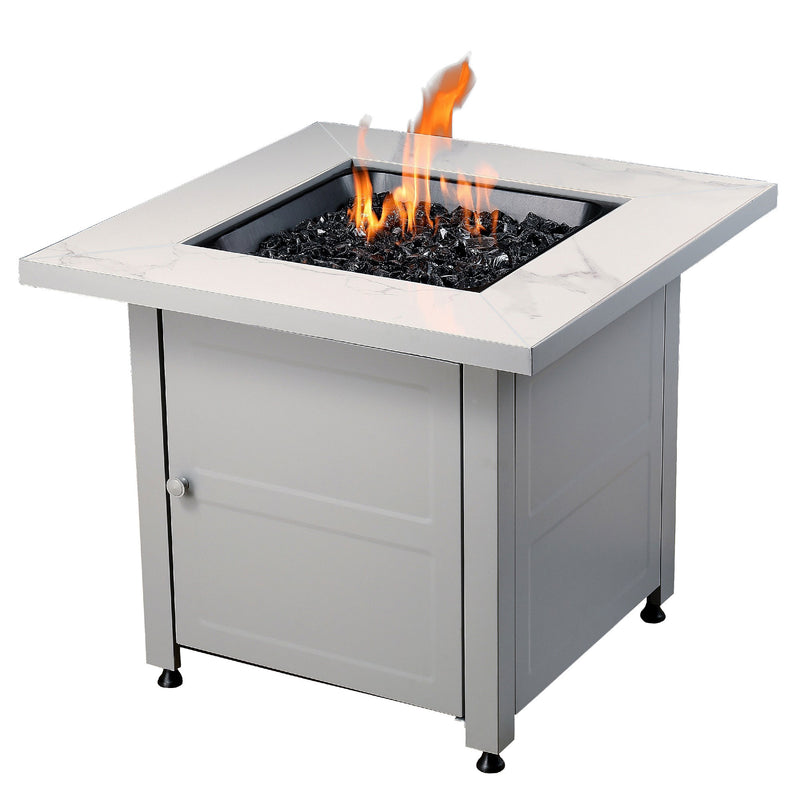 Endless Summer 30 inch Gas Fire Pit Table with Cover, Faux Marble Finish (Used)