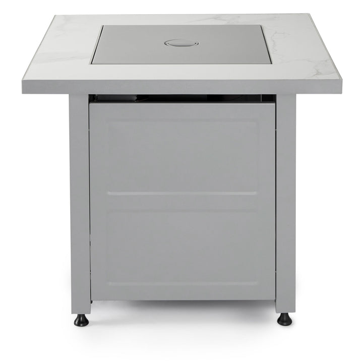 Endless Summer 30 inch Gas Fire Pit Table with Cover, Faux Marble Finish (Used) - VMInnovations